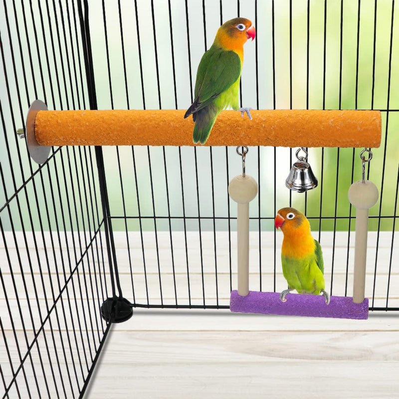 Litewoo Bird Perch Swing Bell Toy Chew Grinding Claw Trim Beak for Parrot Parakeet Cockatiel African Grey Conure Cockatoo Lovebird Finch Canary Budgie Cage Accessories - Image 5